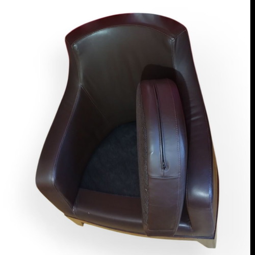 Leather armchair Greek made dark brown