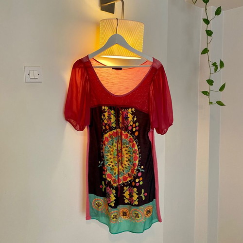 Custo Barcelona dress used, fuchsia, silk-cotton blend