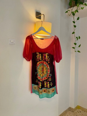 Custo Barcelona dress used, fuchsia, silk-cotton blend