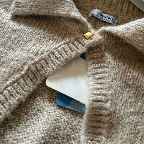 Mayoral short beige cardigan new with golden knit for 16-year-old girls