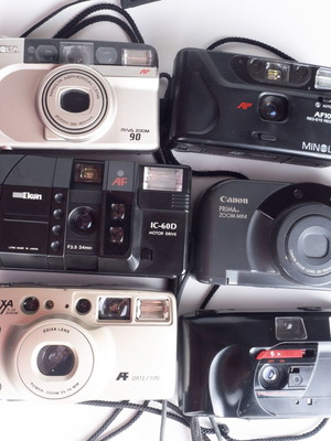Σετ 6 vintage φωτογραφικές μηχανές 35mm point & shoot μεταχειρισμένες για ανταλλακτικά ή επισκευή