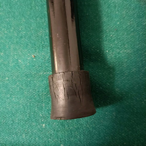 Wooden handmade cane used, black with wear marks
