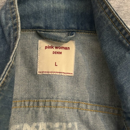 Jean jacket Pink Woman σαν καινούργιο, στενή γραμμή, μαύρο και μπλε