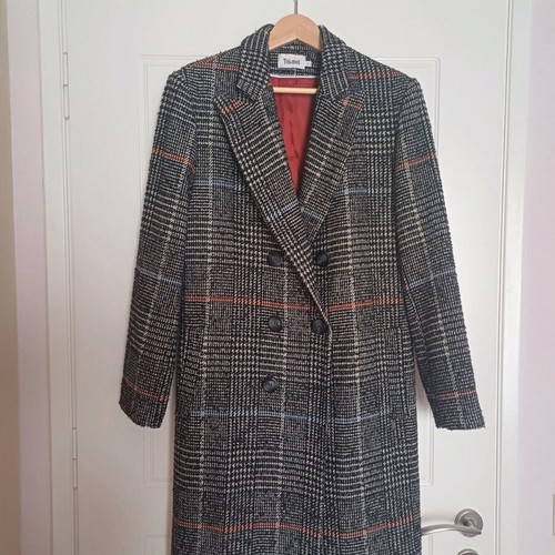 Toi Moi midi check coat like new, grey, size L