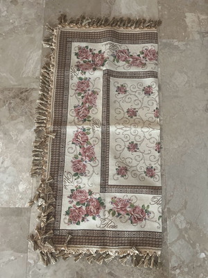 Tablecloth like new cream beige with flowers and gold details
