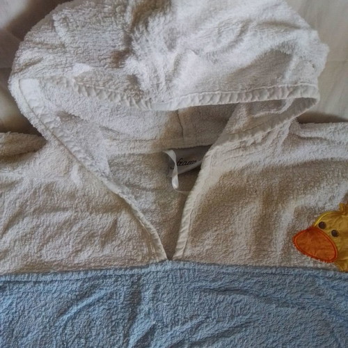 Framsohn kids bathrobe used, white and blue for boys