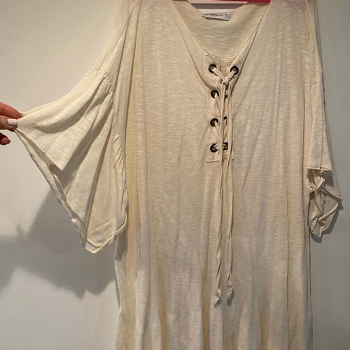Zara blouse dress like new, beige woven fabric size M