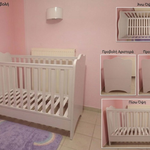 White baby cot with Relax Strom mattress