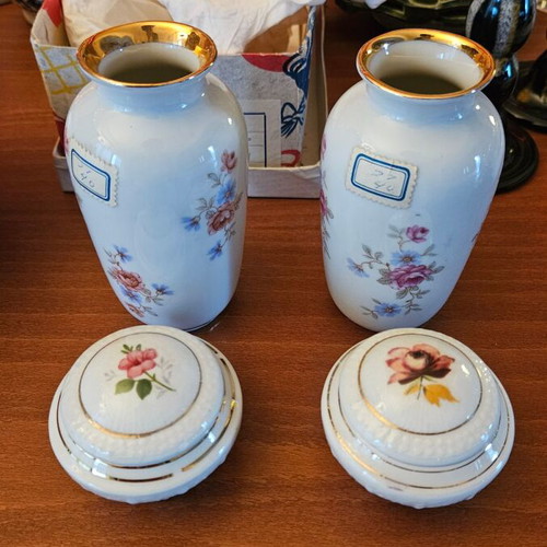 Gerold Bavaria porcelain vases new, 1950s-60s elegant set