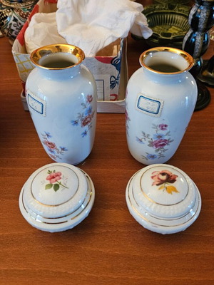 Gerold Bavaria porcelain vases new, 1950s-60s elegant set