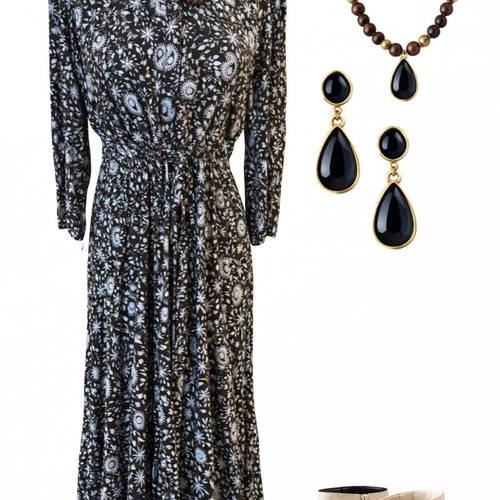 Zara long dress XXL like new with black and white pattern