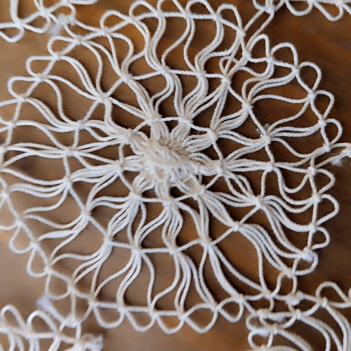 Embroidery with lace new, table runner 65x40 cm, ecru
