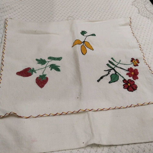 Handmade embroidered napkin used