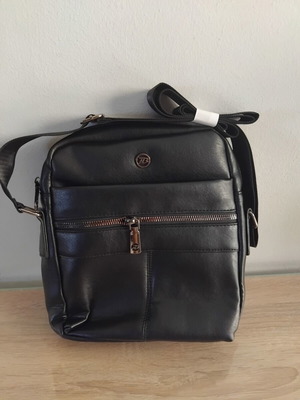 Blue Mount μαύρο ανδρικό τσαντάκι ώμου καινούργιο, eco-leather