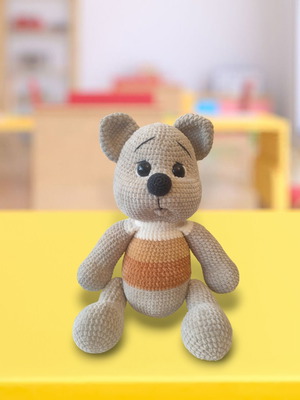 Πλεκτό χειροποίητο λούτρινο αρκουδάκι Honey Teddy νέο, 50 εκ