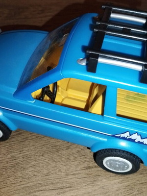 Playmobil blue excursion car with rack used