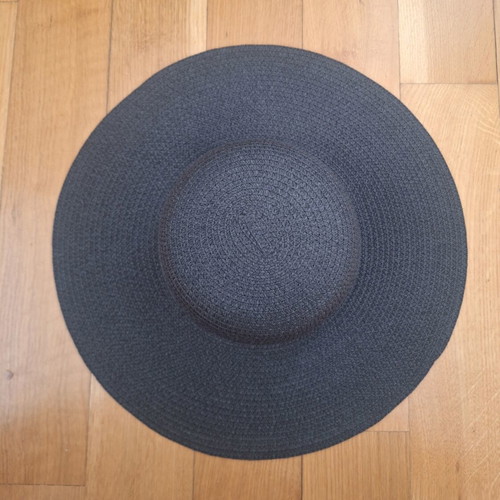 Straw hat new, black, 49 cm