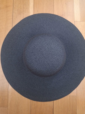 Straw hat new, black, 49 cm