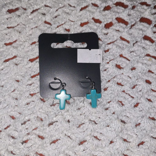 Earrings cross-shaped made of new haolite