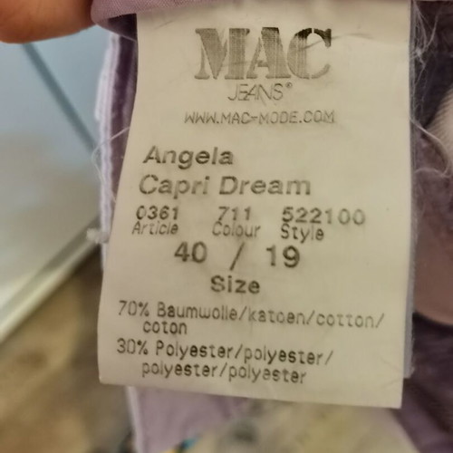 MAC jeans 7/8 pants light purple like new, size 40