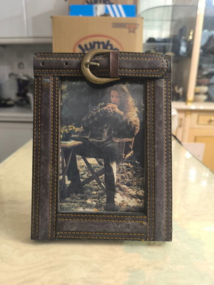 Vintage photo frame like new with decorative strap and embossed design