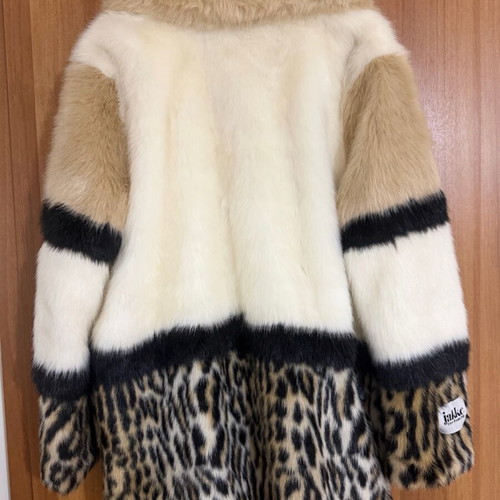 Jakke faux fur multicolor coat like new, size 38