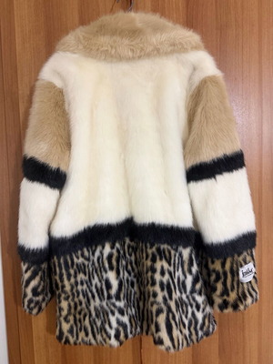 Jakke faux fur multicolor coat like new, size 38