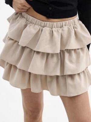 Sunsetgo Mini Skirt With Ruffles Beige Like New Size M
