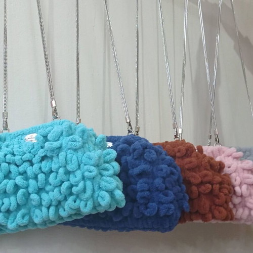Handmade Puffy Shoulder Bag 20cm with Metal Frame
