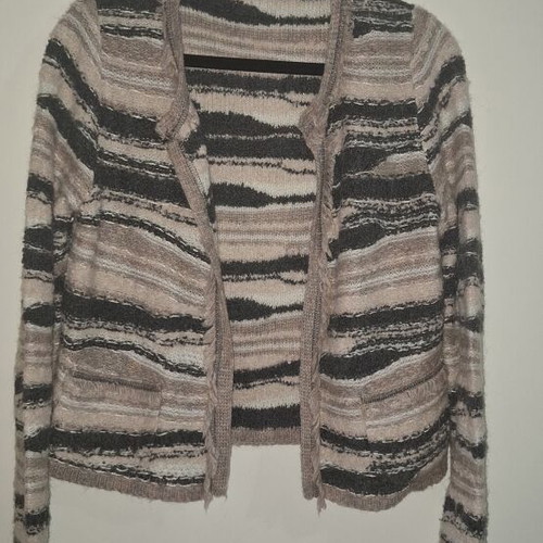 LeComte striped knit cardigan like new, beige and pink tones