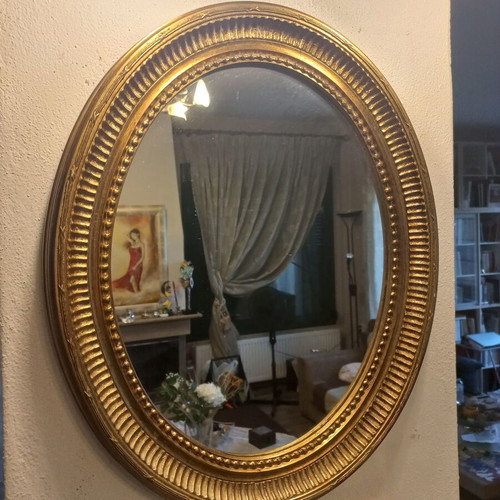 Oval woodcarved mirror classic baroque style like new