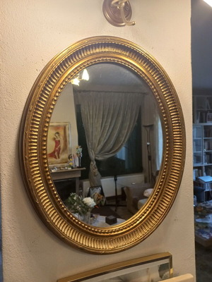 Oval woodcarved mirror classic baroque style like new