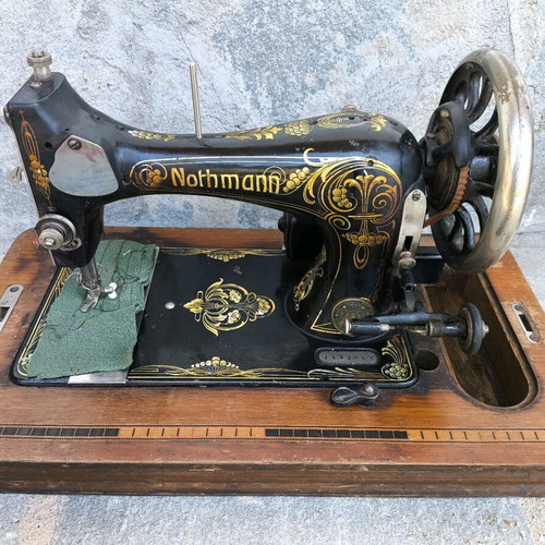 Nothmann Vintage Sewing Machine used, circa 1900, wooden base