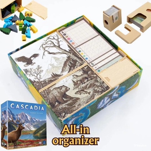 Cascadia Board Game Organizer New with Landmarks and Promo Cards