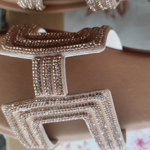Ligglo bronze sandals with geometric rhinestones, size 42