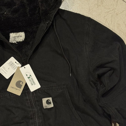 Carhartt J130 Fur Active Hooded Jacket like new, size L, black