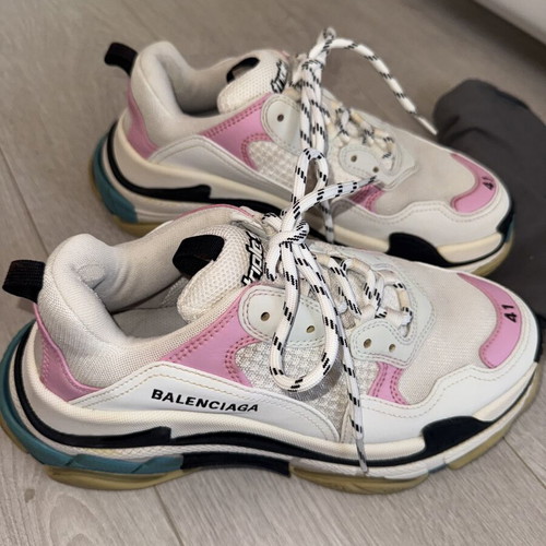 Balenciaga Triple S Sneakers used, white pink turquoise, size 41