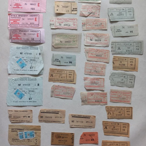 Old transportation tickets used, pack of 39 pieces
