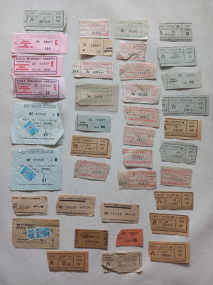 Old transportation tickets used, pack of 39 pieces