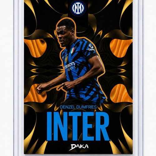 Denzel Dumfries 2024-25 Orange Refractor Inter Milan Daka card like new