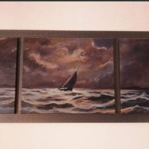 Large painting of a SHIP in a frame 1.60x60