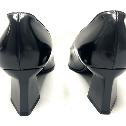 Prada mid heel leather pumps, black, size 37