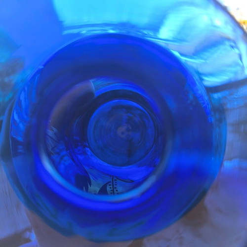 Cobalt glass vase used with painted flowers