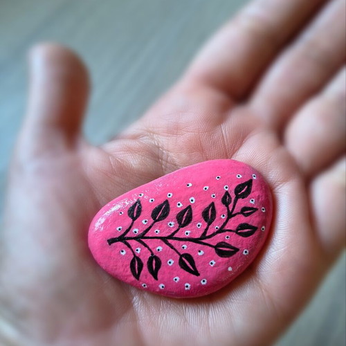 Handpainted decorative painted pebble, new