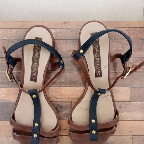 Giorgio Salustro sandals used, brown with blue, size 36