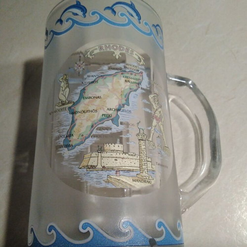 Large Beer Glass with Rhodes Island Map, like new, 2007