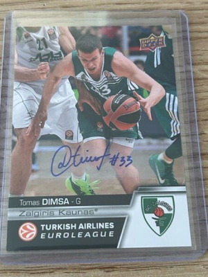 Κάρτα με υπογραφή Tomas Dimsa Zalgiris Kaunas Upper Deck Euroleague 2015-16 νέα