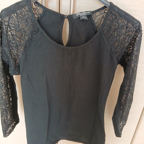Black blouse with lace sleeves used, size S