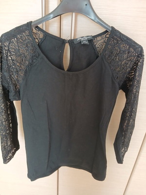 Black blouse with lace sleeves used, size S