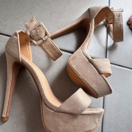 Beige platform sandals size 36